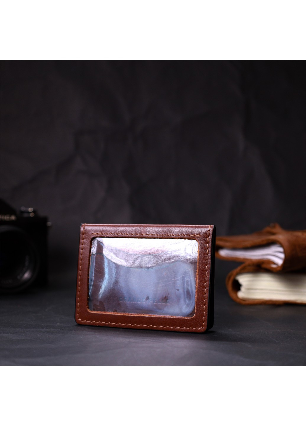 Кожаная небольшая визитница 11632 Коричневый Grande Pelle (267507220)