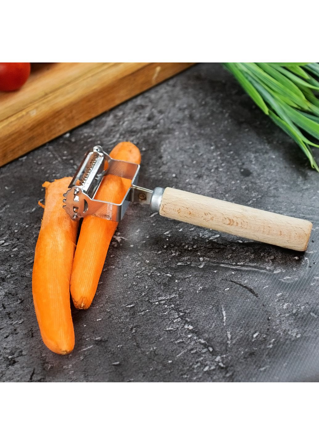 Ніж для очищення економка + шатківниця для овочів та корейської моркви сталева двостороння 17 см Master Class (260330887)