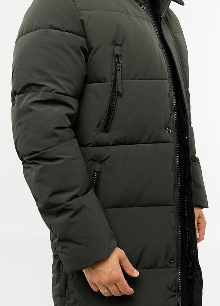 Оливковая (хаки) зимняя мужская куртка удлиненная цвет хаки цб-00220376 K.F.G.L.