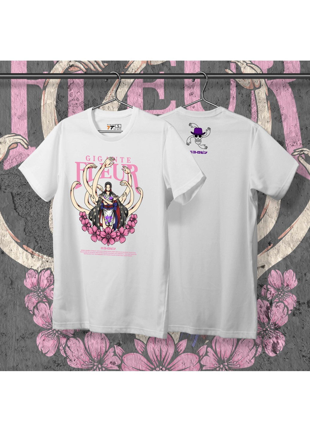 Біла футболка з принтом ван піс - niko robin No Brand