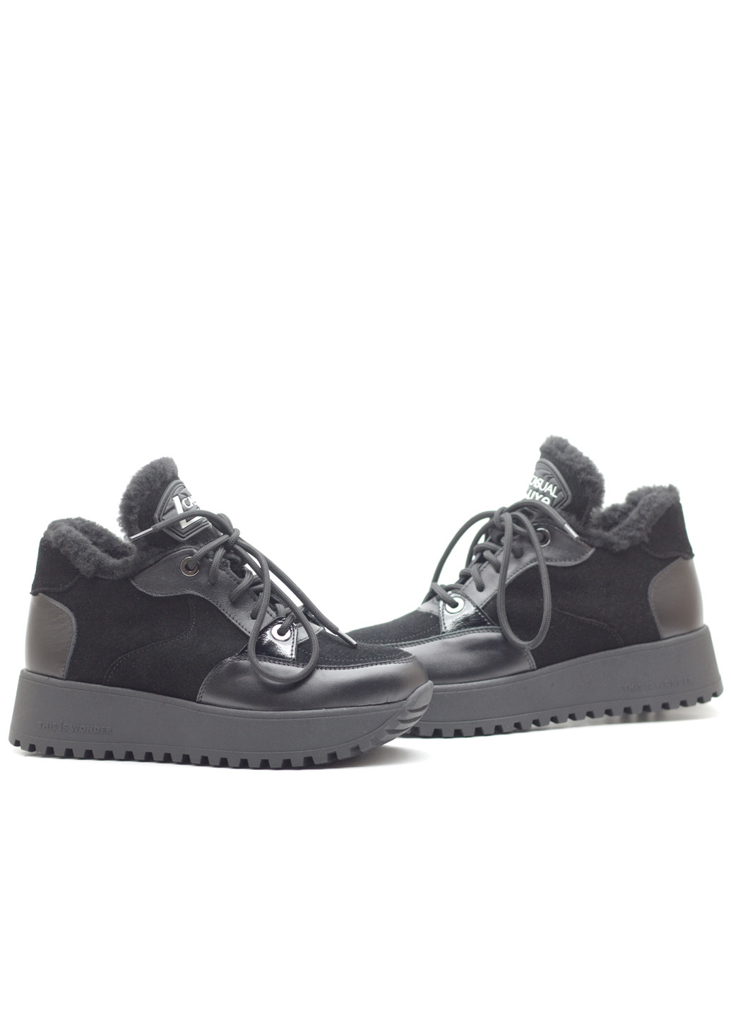 Черные демисезонные кроссовки из натуральной кожи и замши зимние ARietti 2320