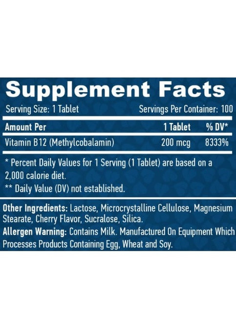Methyl B-12 200 mcg 100 Tabs Haya Labs (259967116)