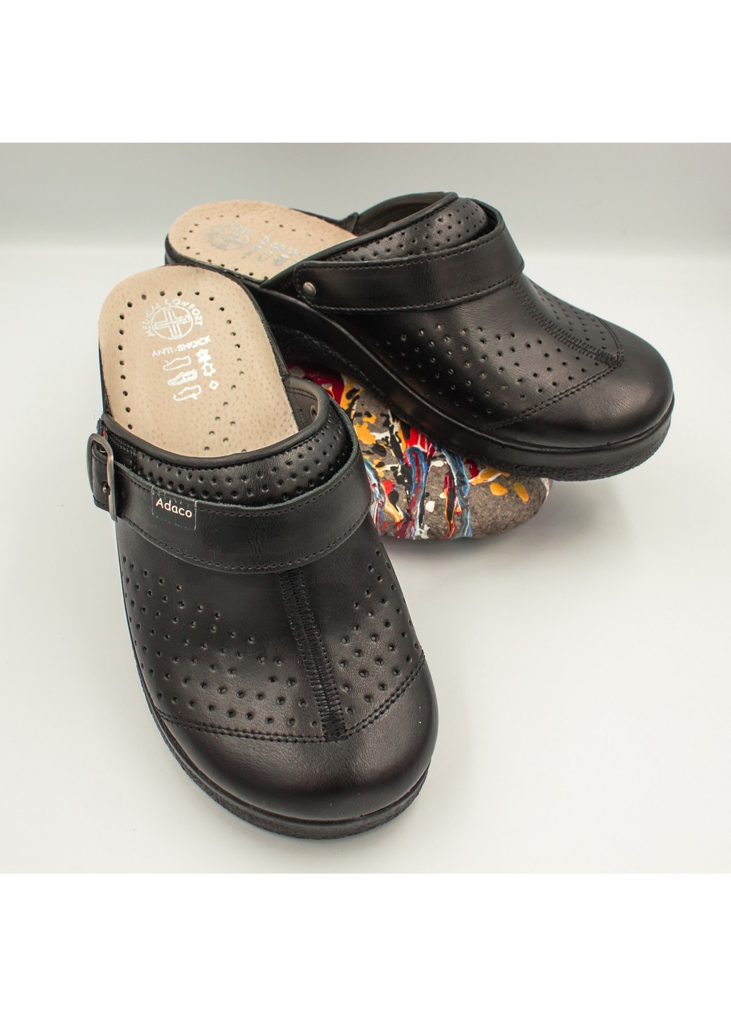 Черные тапочки сабо женские 812sr Adaco