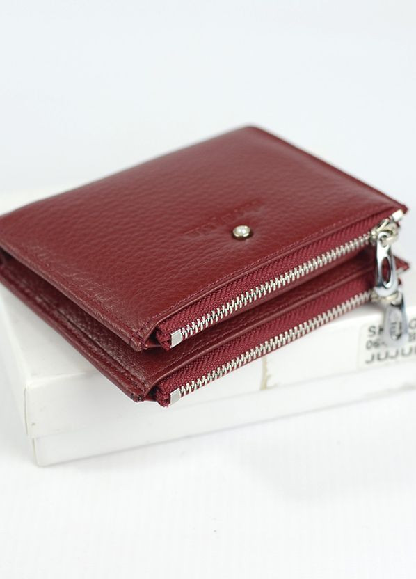 Бордовий шкіряний жіночий міні гаманець портмоне на магніті, розкладний гаманець з натуральної шкіри No Brand (266701150)