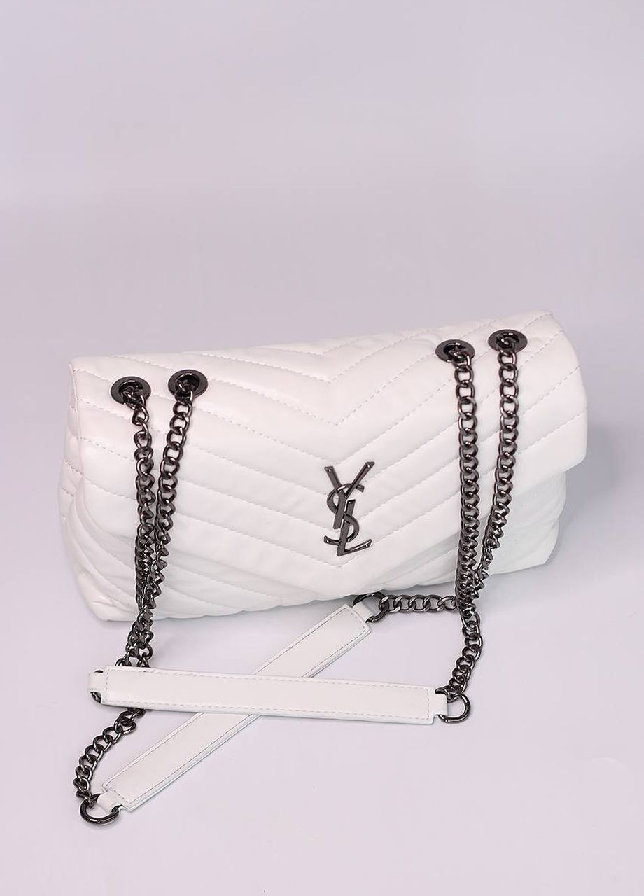 Класична сумочка з лого YSL Laurent 30 silver white Vakko (261027489)