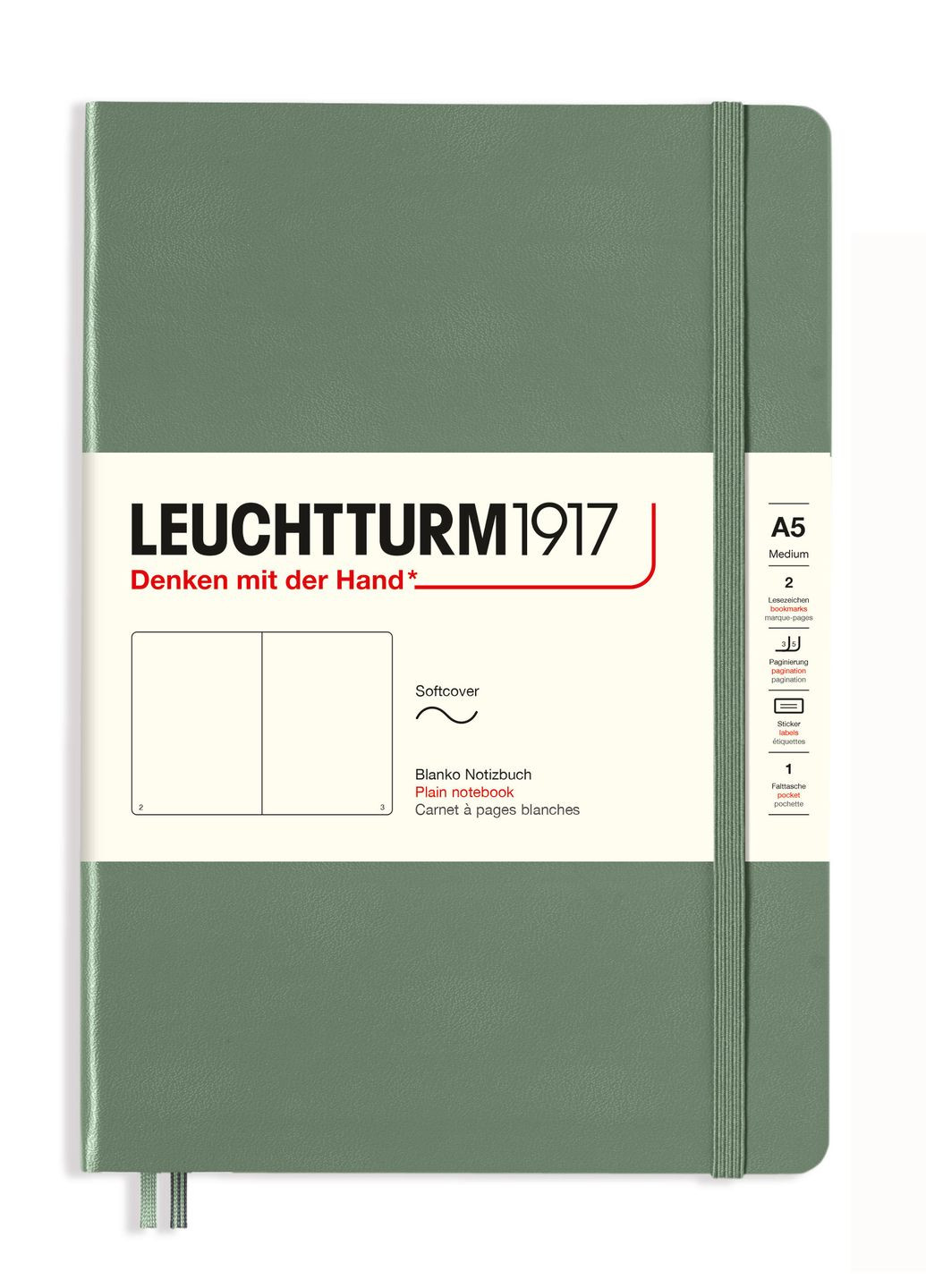 Блокнот Smooth Colours, Средний, Мягкая обложка, Olive, Чистые листы Leuchtturm1917 (269901105)