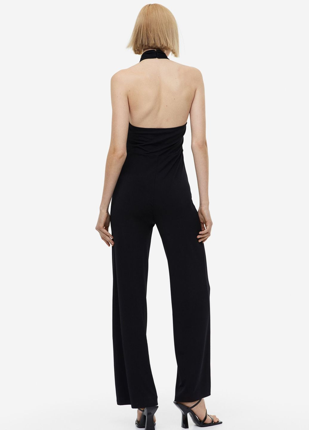 Комбинезон H&M однотонный чёрный повседневный полиэстер