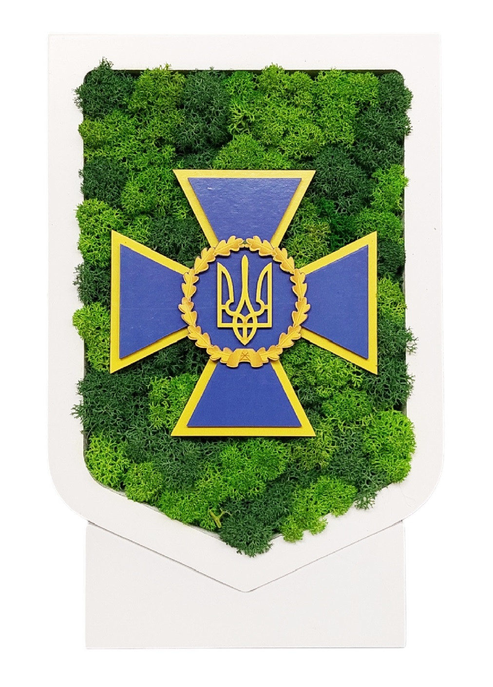Дерев'яний сувенір зі стабілізованим мохом з українською національною символікою 24х15х4 см (475813-Prob) Зелено-салатовий мох Unbranded (271813768)