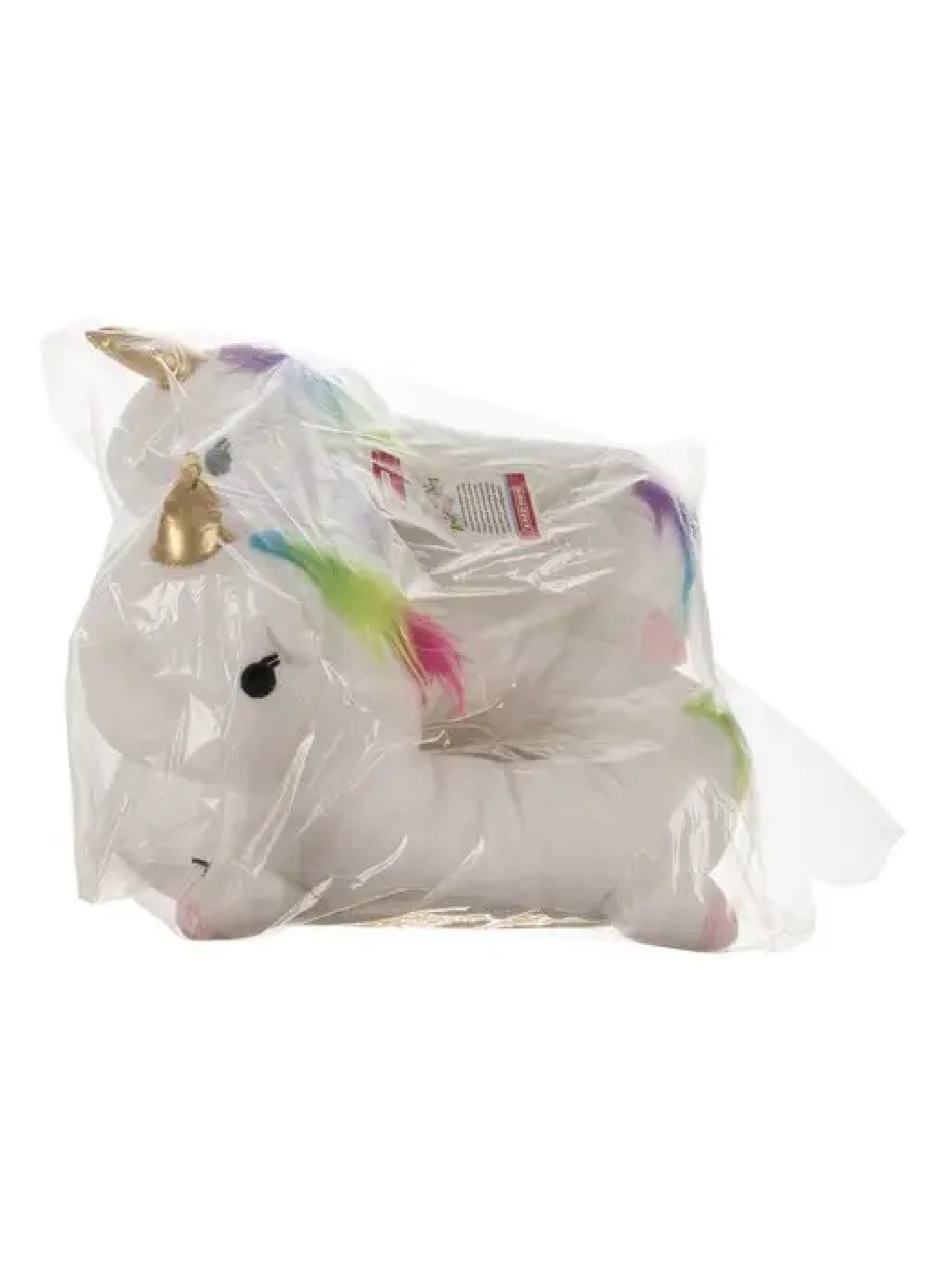 Белые комнатные теплые закрытые тапочки кигуруми животные для детей девочек 34-38 размер 30х18х16 см (475477-prob) единороги Unbranded