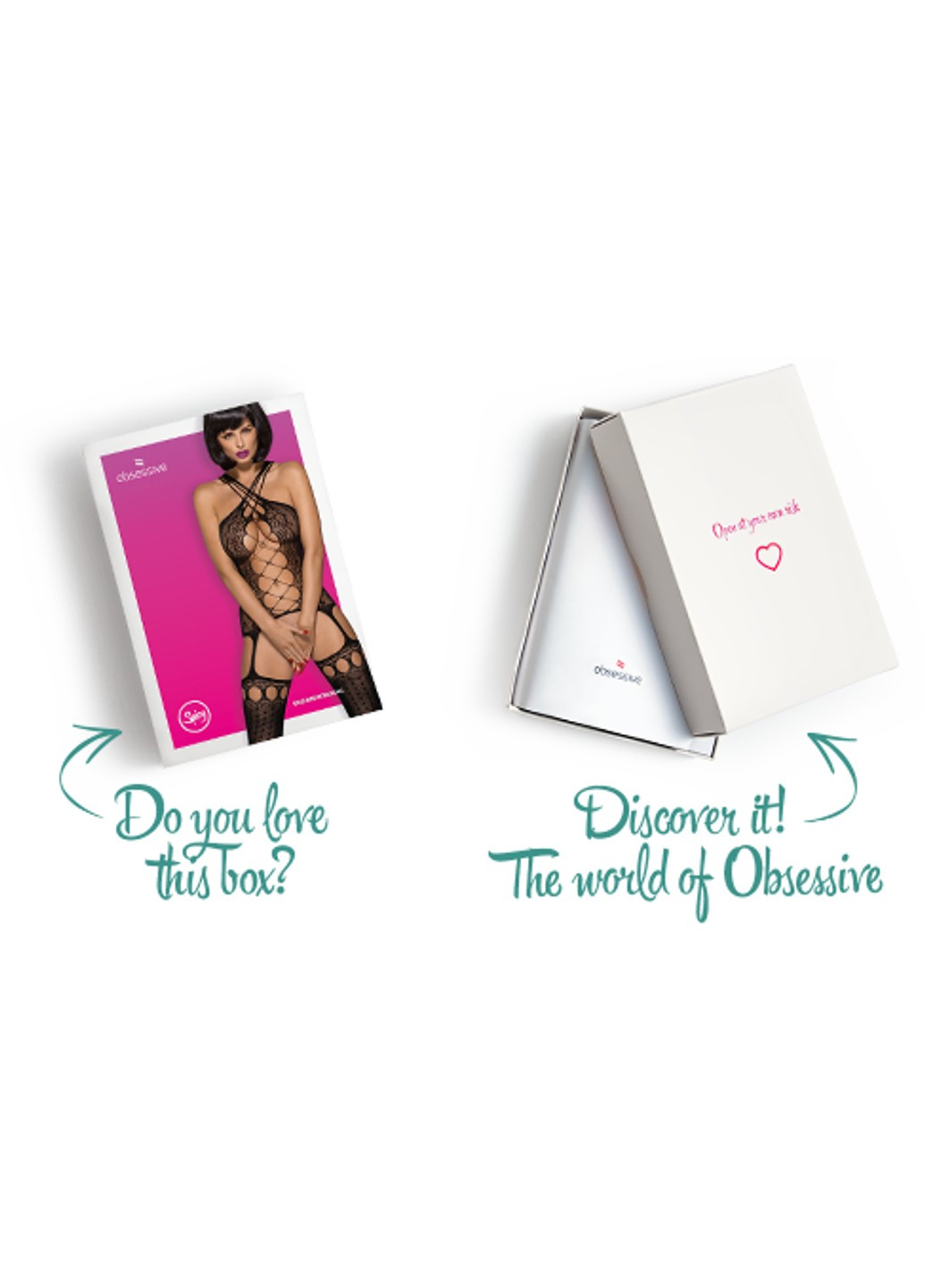 Бодистокинг Bodystocking G313 S/M/L, шнуровка, геометрический декор Obsessive (271991694)