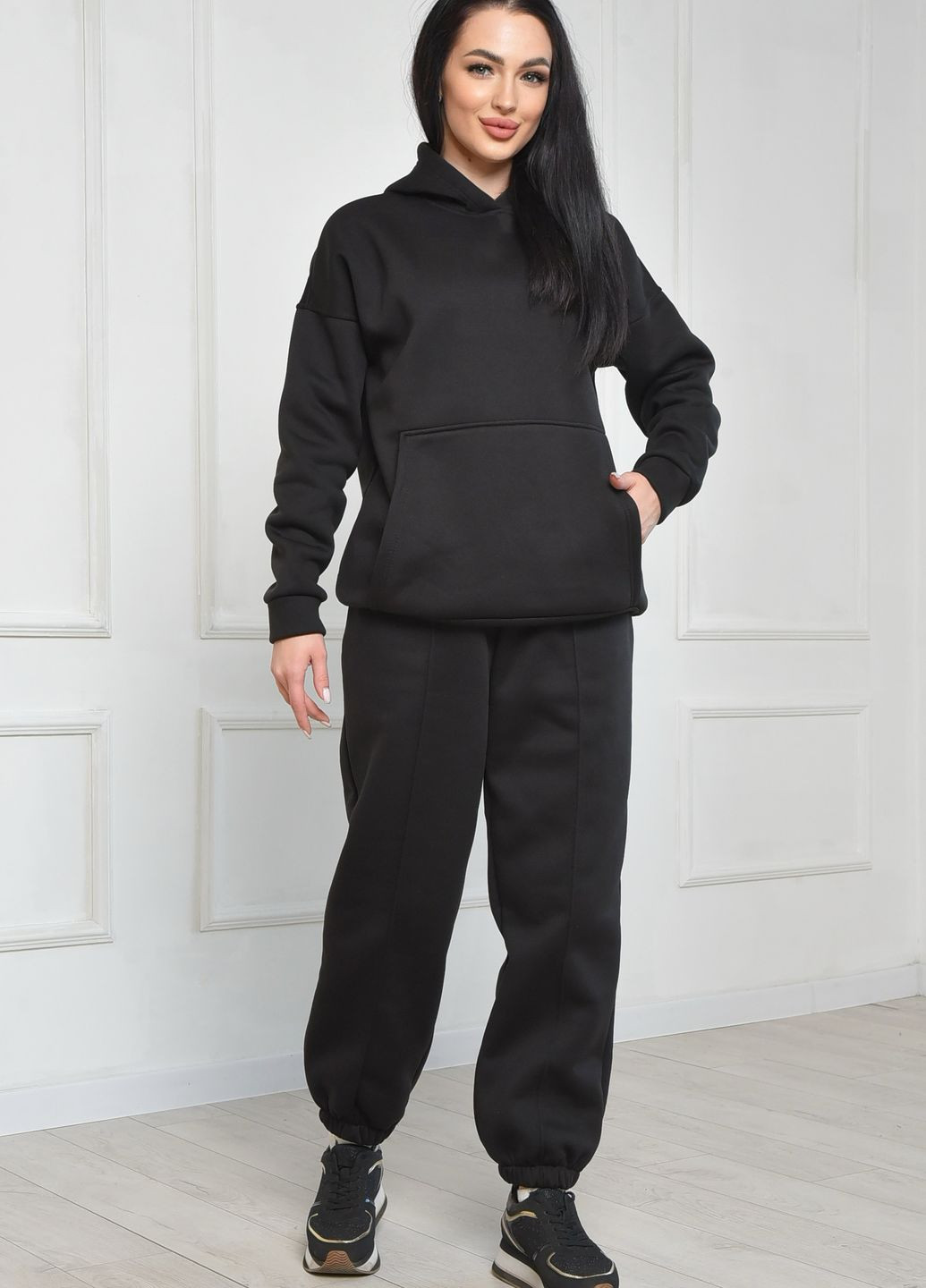 Спортивний костюм жіночий на флісі чорного кольору розмір 1 Let's Shop (265001024)