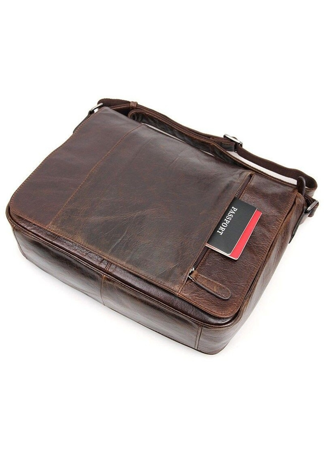 Чоловіча шкіряна сумка 14425 Темно-коричневий Vintage (262891786)