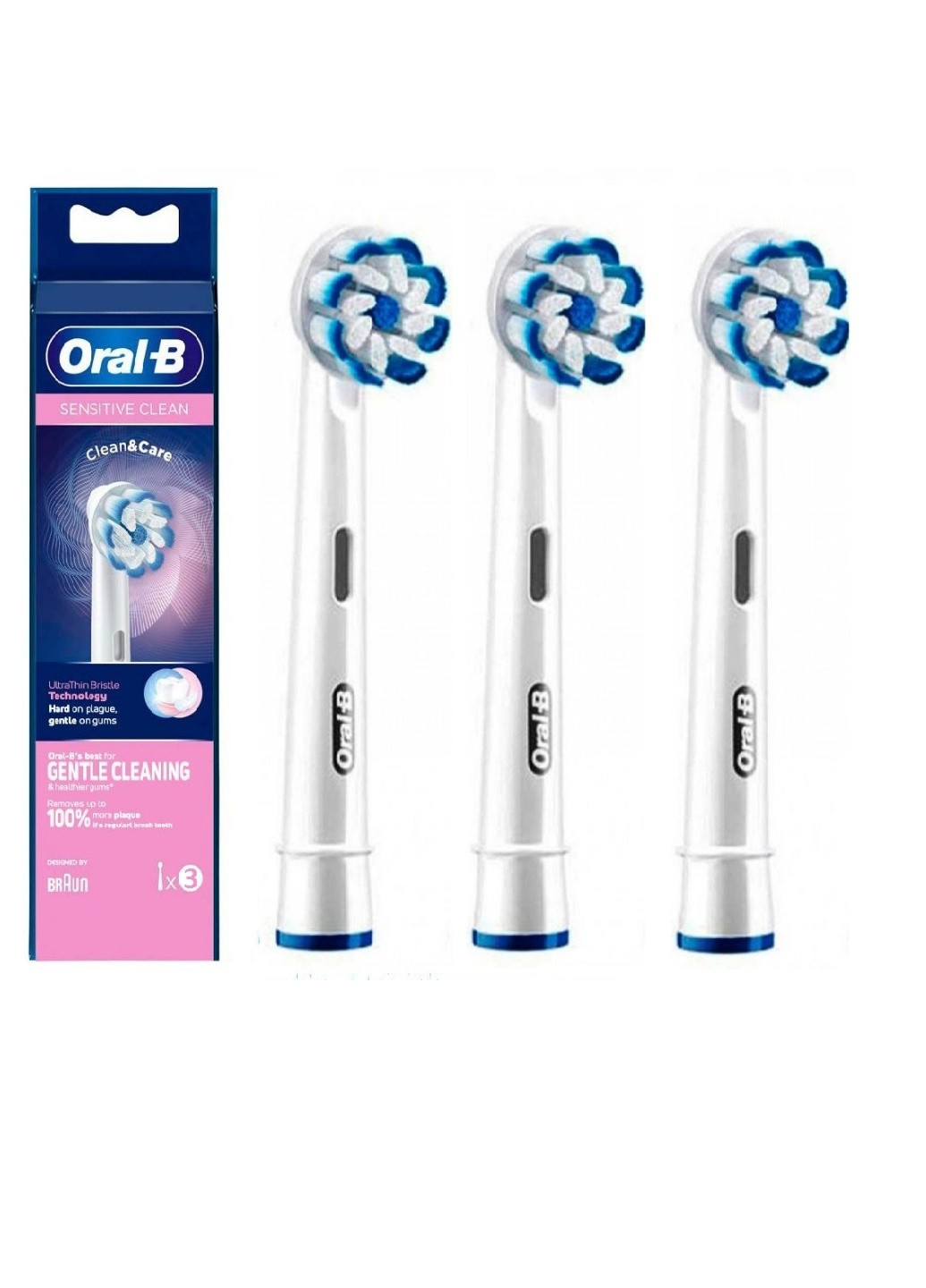 Насадки для електричної зубної щітки 3 шт. Braun oral-b sensitive clean (257883791)