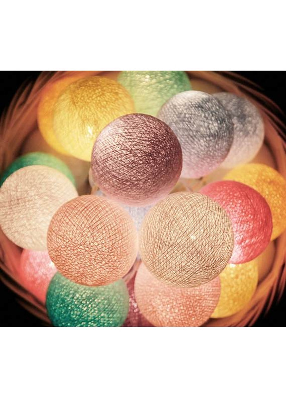 Тайська гірлянда на 10 кульок від батарейок CBL Радуга, 2.6м Cotton Ball Lights (269266811)