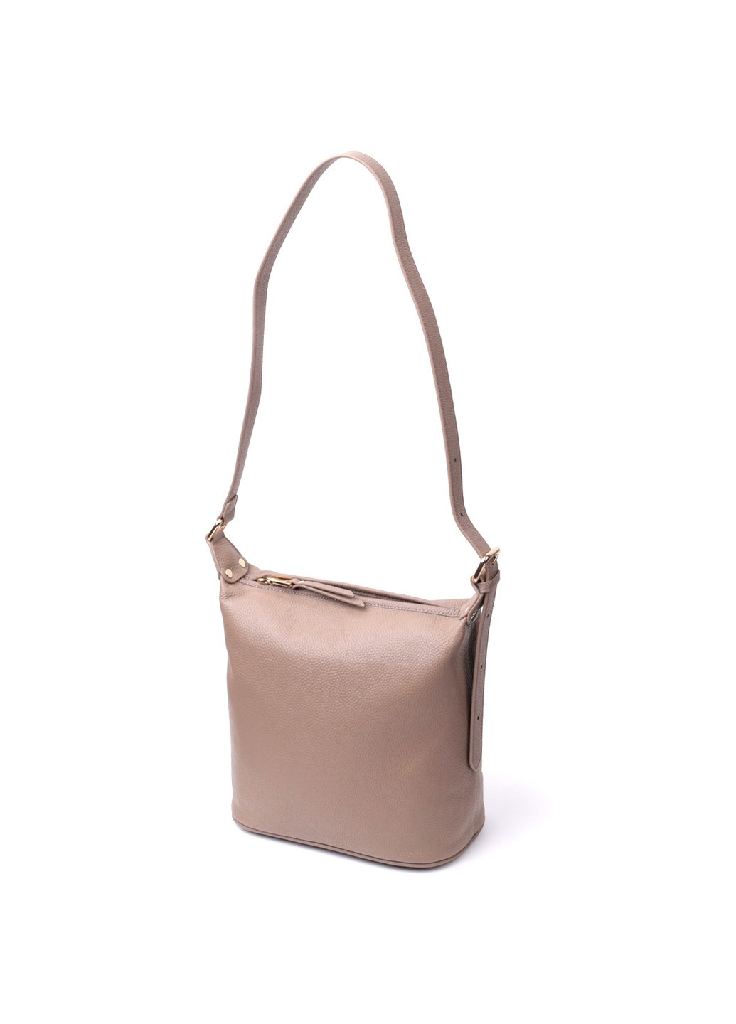 Практичная женская сумка с одной длинной ручкой из натуральной кожи 22306 Бежевая Vintage (276461836)