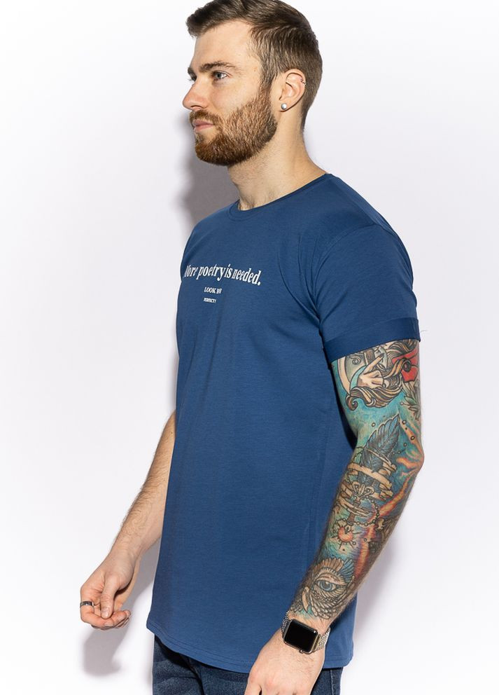 Синяя футболка с надписью на груди (синий) Time of Style