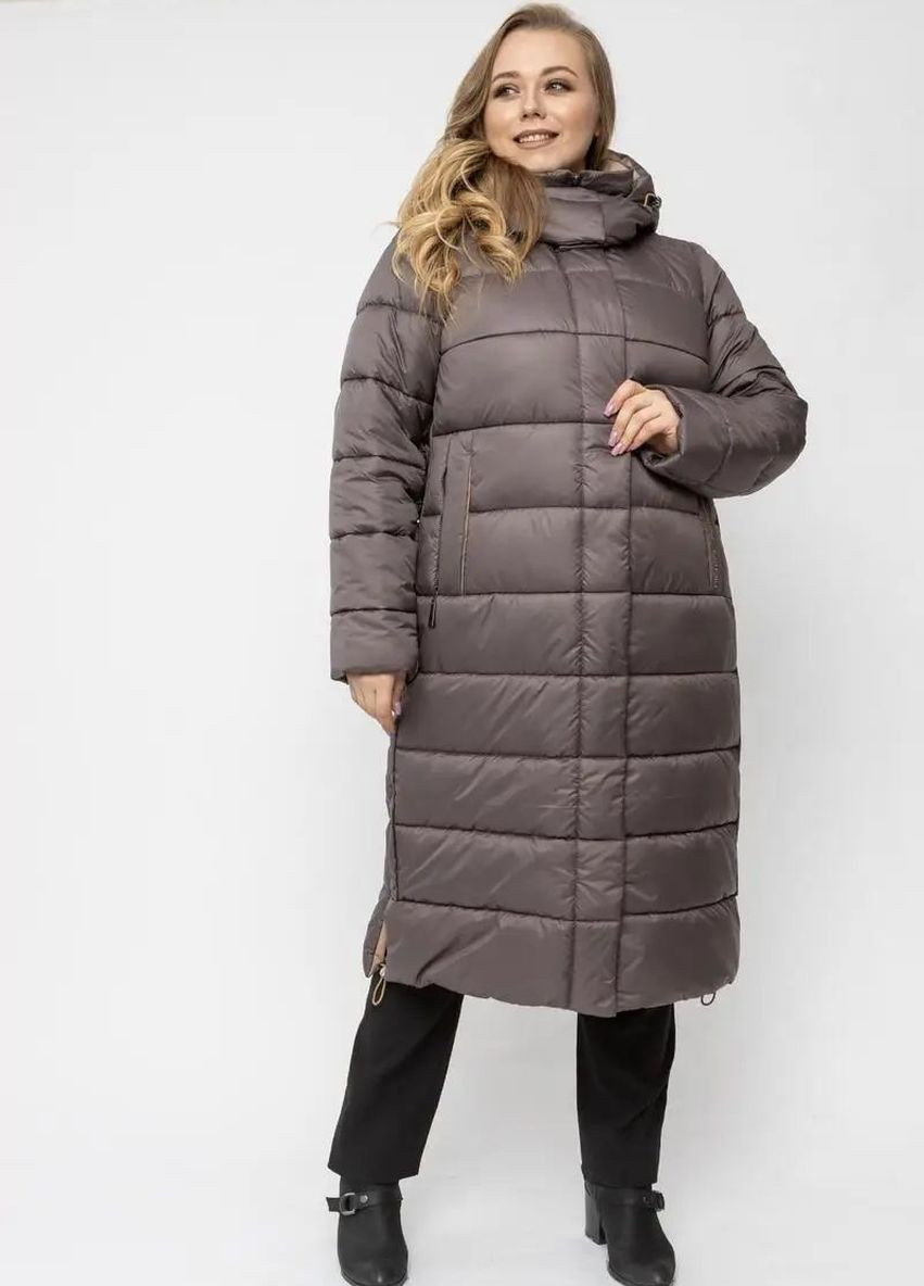 Кавова зимня жіноча куртка великого розміру зимова SK