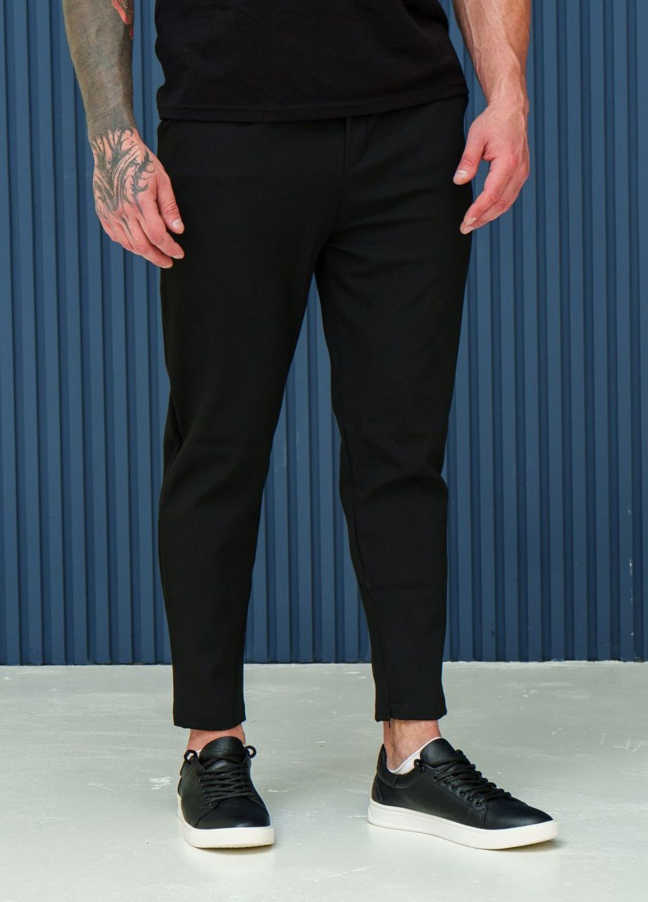 Черные классические демисезонные укороченные, классические, зауженные брюки Vakko