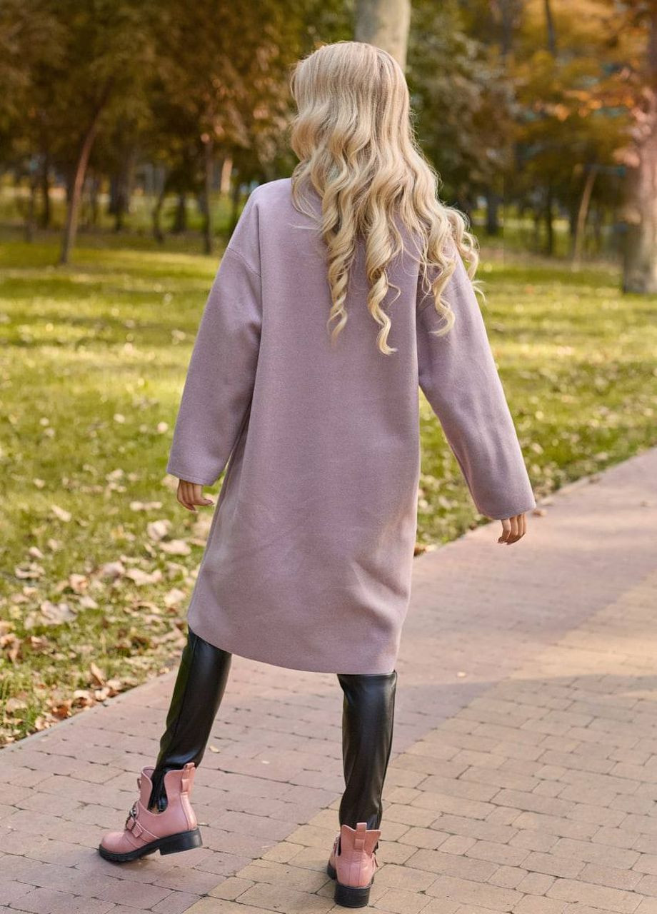 Пудровое демисезонное Женское кашемировое пальто на запах No Brand