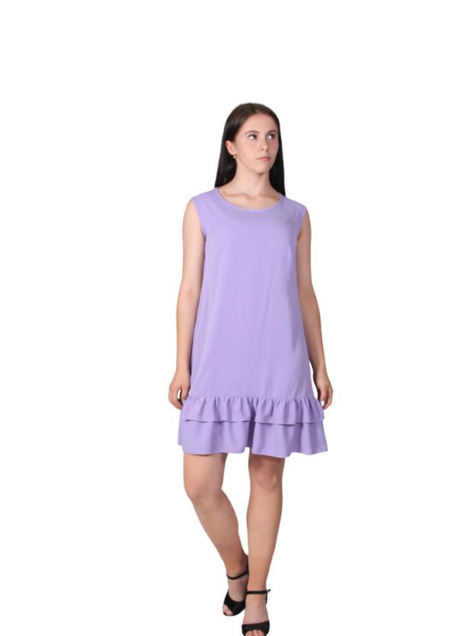 Сиреневое кэжуал платье женское 439 однотонный софт сиреневое Актуаль