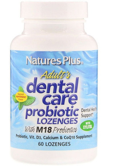 Nature's Plus Adult's Dental Care Probiotic 60 Lozenges Natural Peppermint Flavor NAP-04383 Natures Plus (256719626)