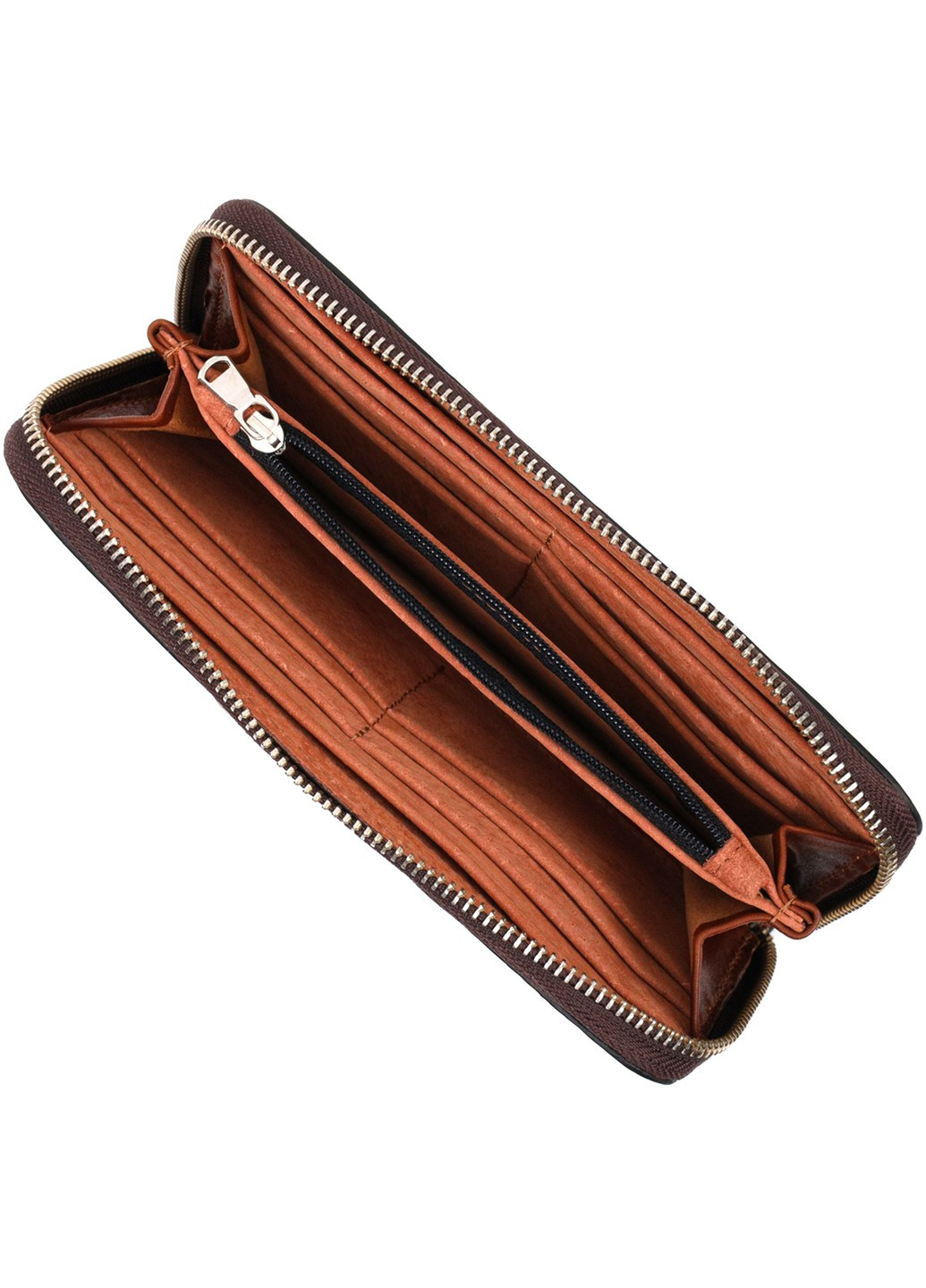 Зручний гаманець-клатч на блискавці з натуральної шкіри 11659 Коричневий Grande Pelle (267507146)