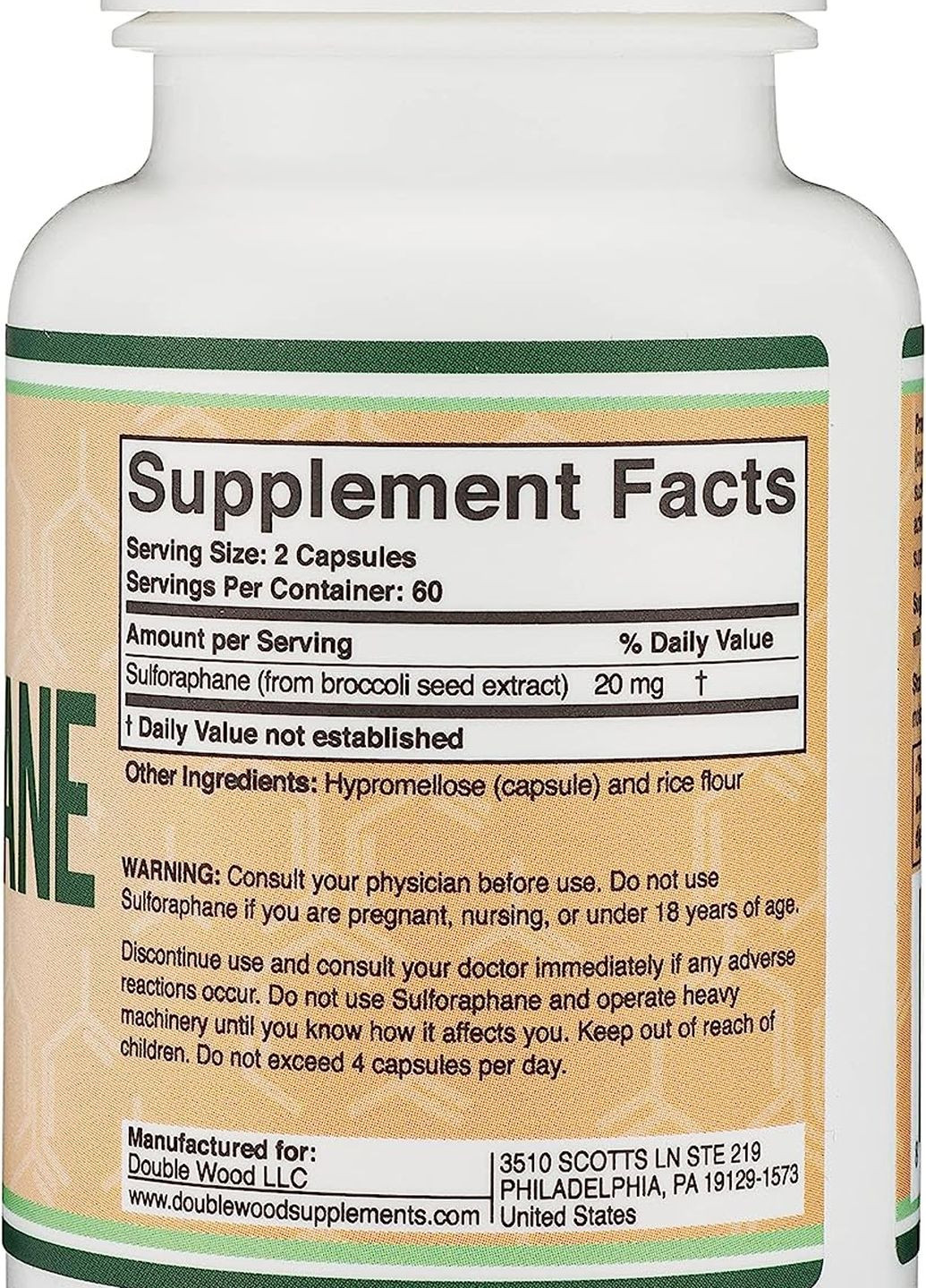 Сульфорафан Sulforaphane 20 mg 120 capsules Double Wood Supplements (262806953)