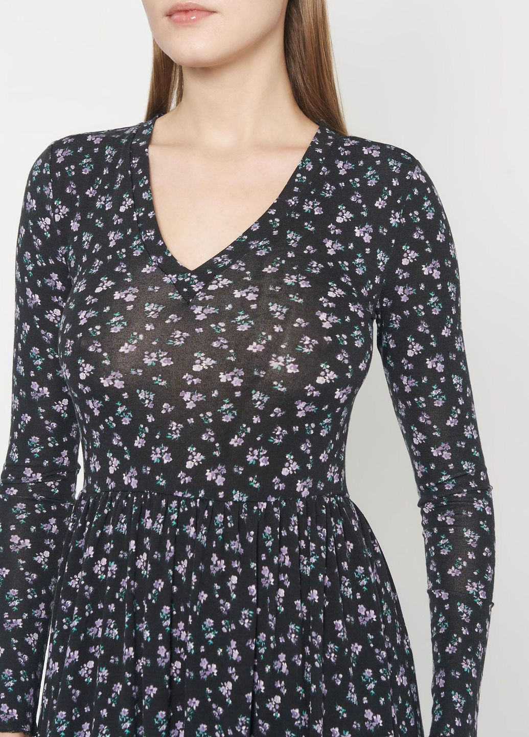 Черное платье демисезон,черний в цветние узори, Minimum