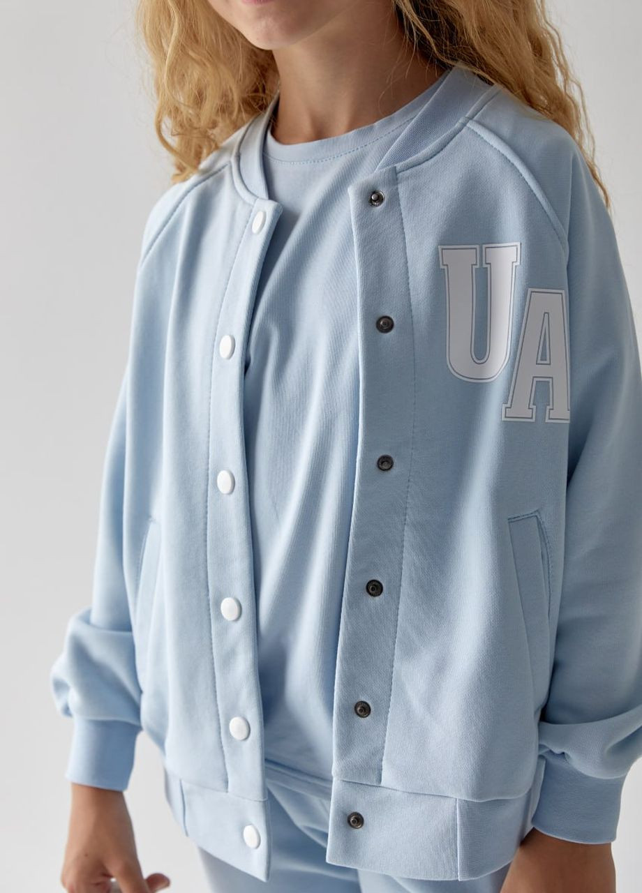 Дитячий костюм бомбер та джогери для дівчинки колір світло-блакитний р.158 441762 New Trend (263133628)