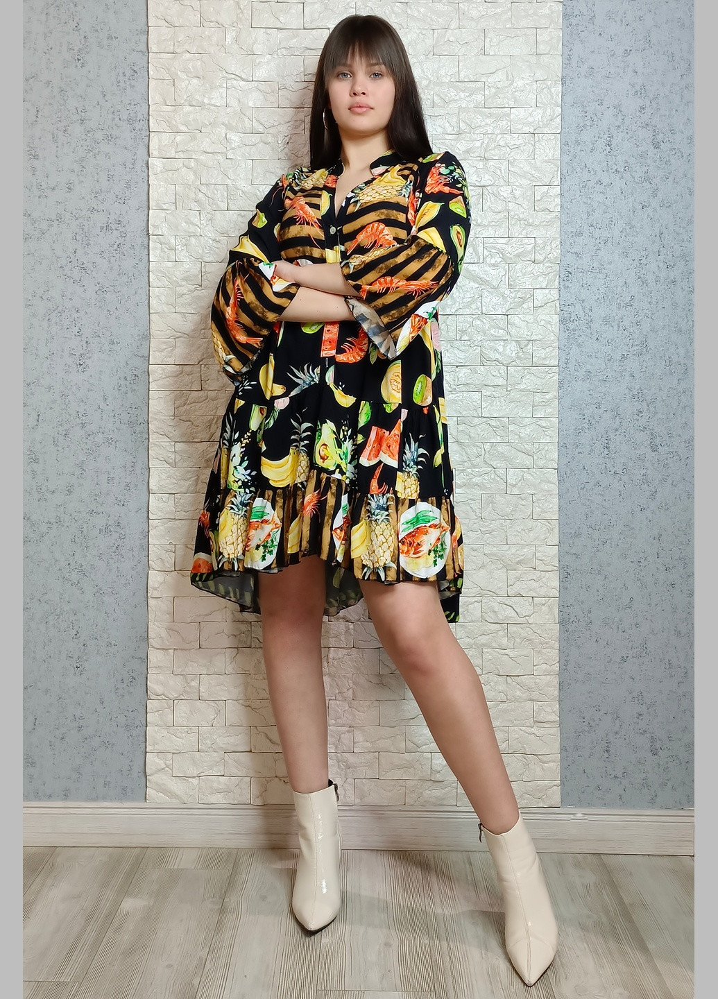 Чорна кежуал сукня а-силует H Trend з малюнком