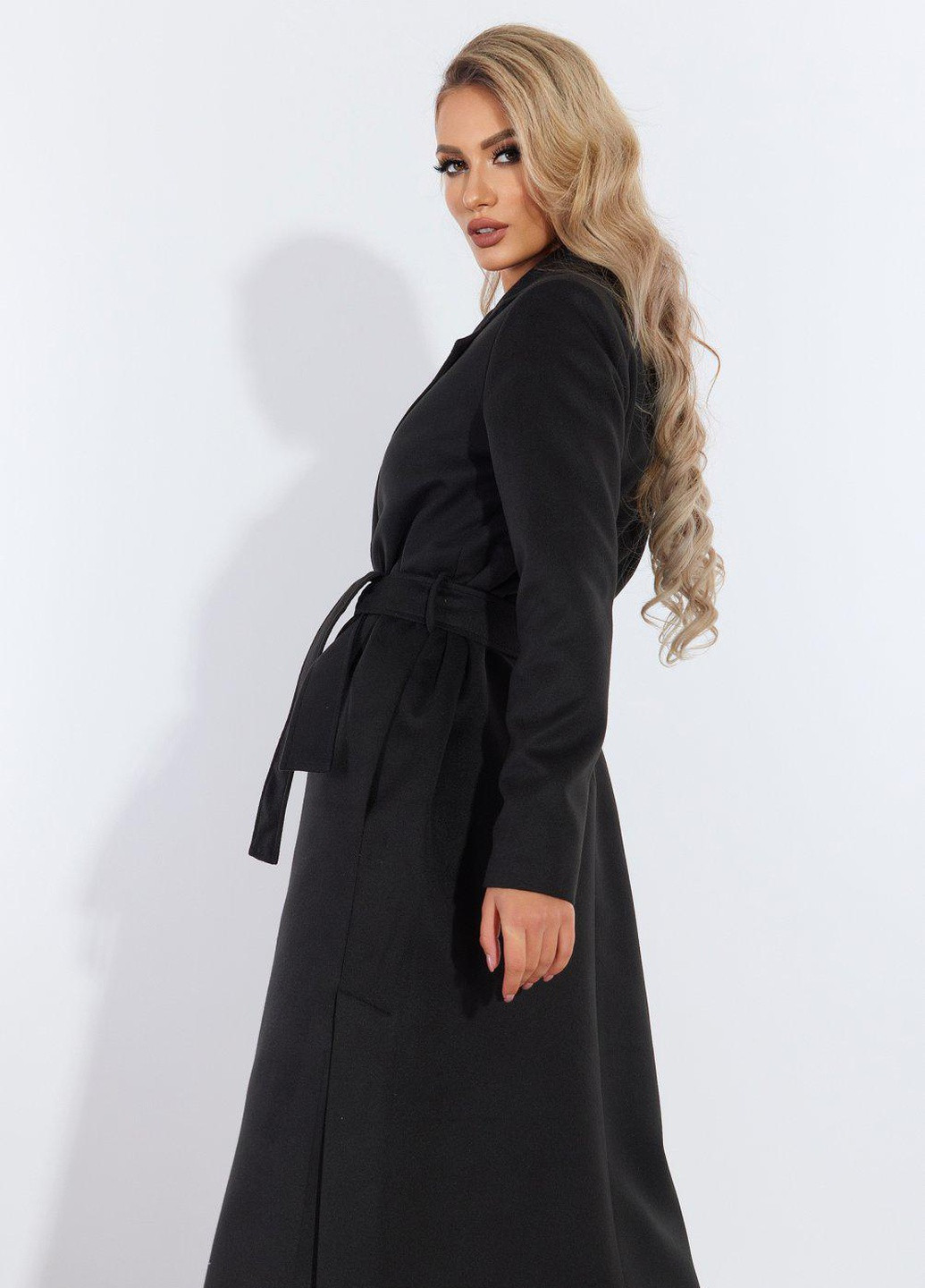 Черное Жіночий верхній одяг Кашемірове пальто з розрізами (5299) Lemanta