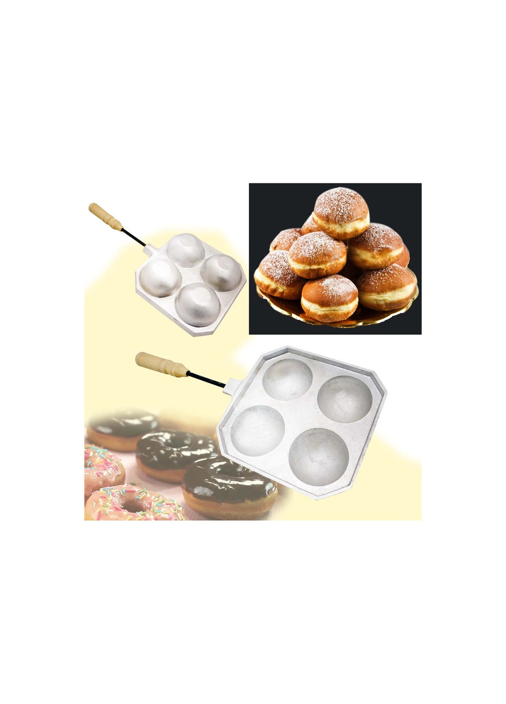 Форма для приготовления творожных, сырных шариков / пончиков (такоячница) на 4 шарика Ласунка (259294398)