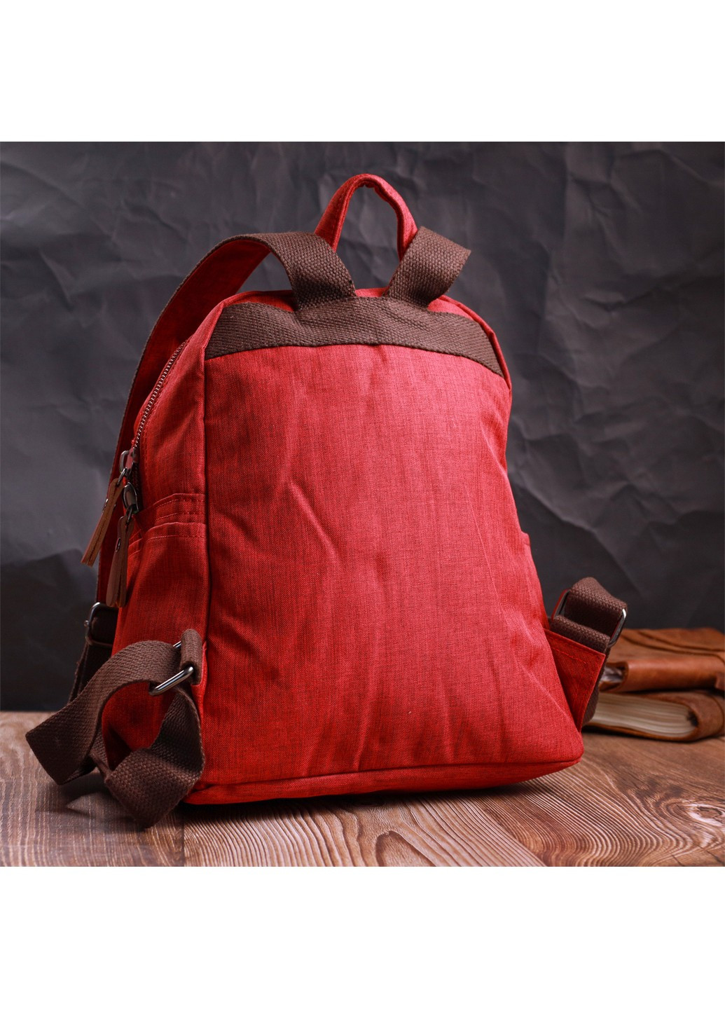 Стильний жіночий рюкзак з текстилю 22245 Бордовий Vintage (267948734)
