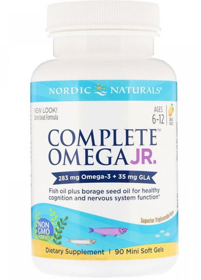 Complete Omega Junior 283 mg 90 Mini Soft Gels Lemon Nordic Naturals (256720900)