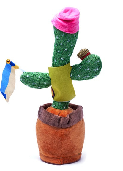 Танцующий поющий кактус с микрофоном Олег Патриот Dancing Cactus с подсветкой 32 см (Без цензуры) Black (257160323)