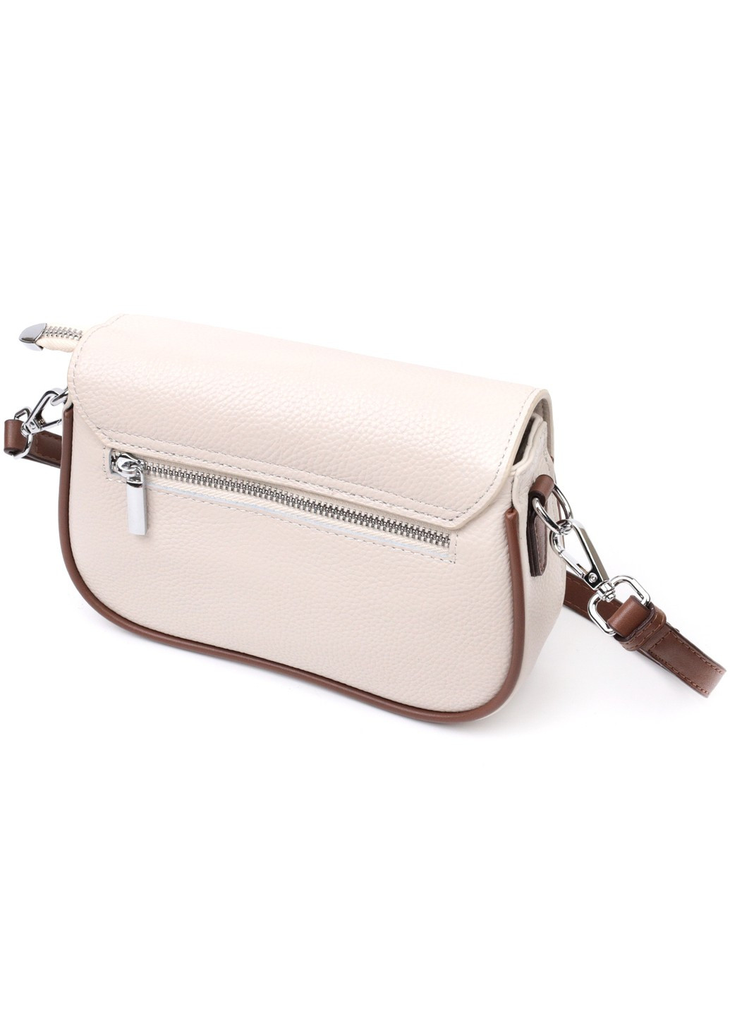 Напівкругла сумка для жінок з цікавим магнітом-засувкою з натуральної шкіри 22439 Біла Vintage (276461741)