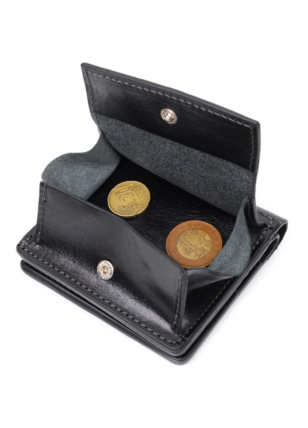 Стильное портмоне с накладной монетницей из натуральной кожи 11643 Черный Grande Pelle (267932224)