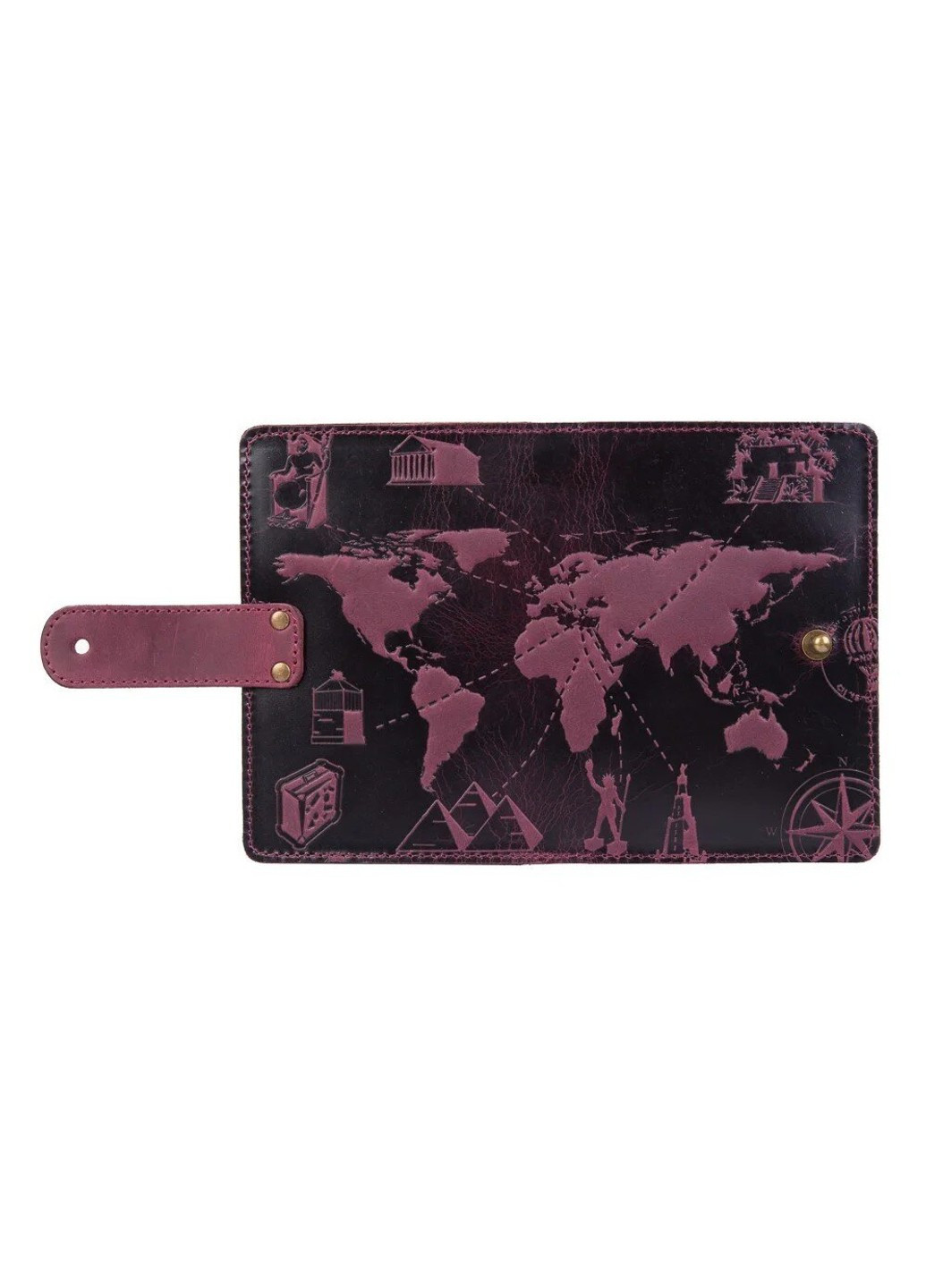 Обложка для паспорта из кожи «7 wonders of the world» PB-03S/1 Shabby Alga Темно-зеленый Hi Art (269089269)