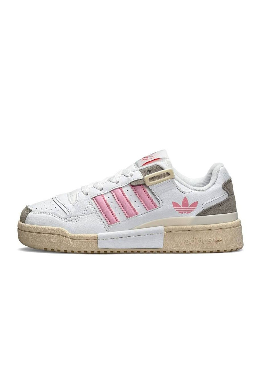 Белые демисезонные кроссовки женские,вьетнам adidas Originals Forum 84 Low White Pink Grey