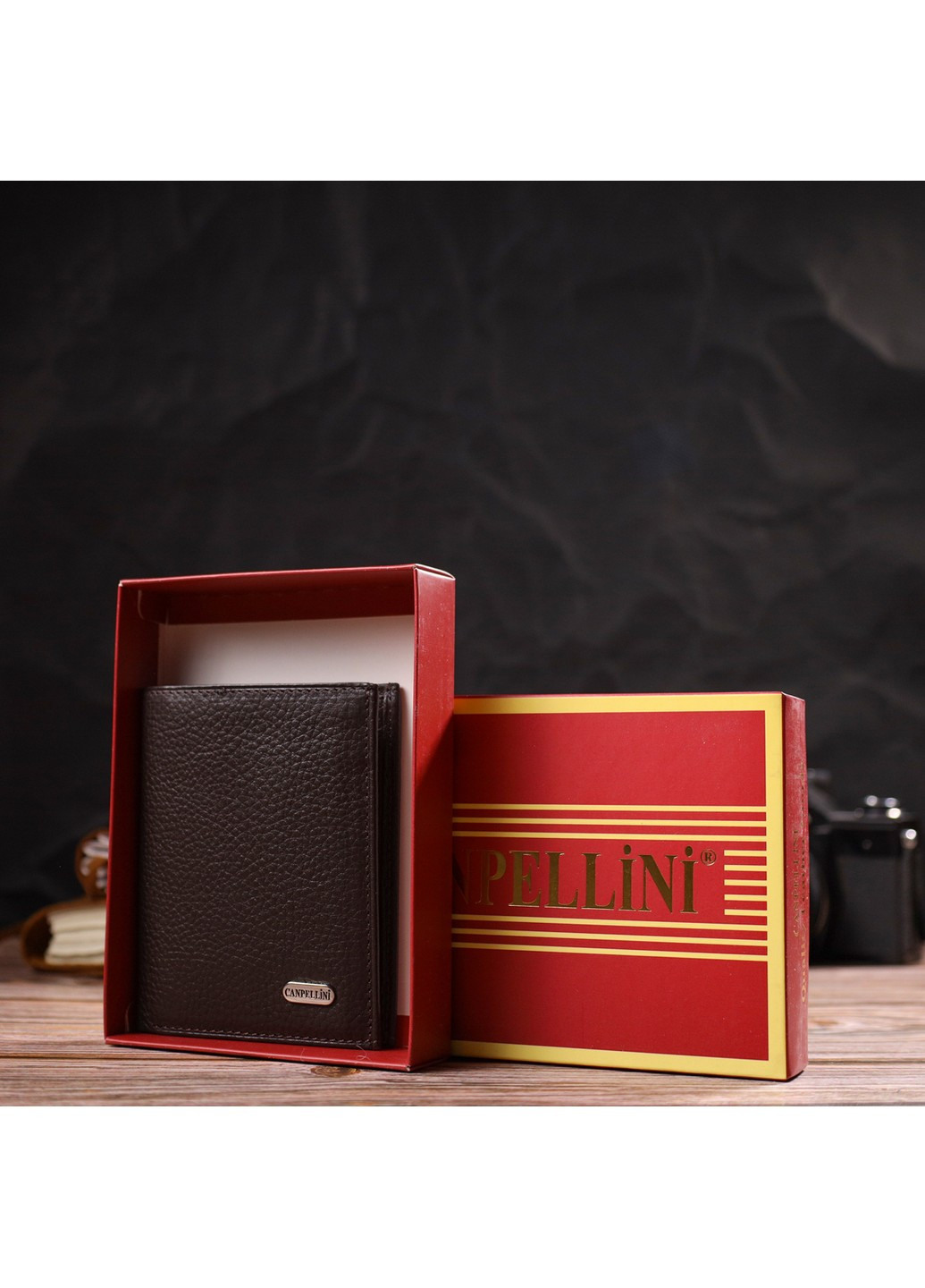 Компактний гаманець для чоловіків із натуральної шкіри флотар 21873 Коричневий Canpellini (259829969)