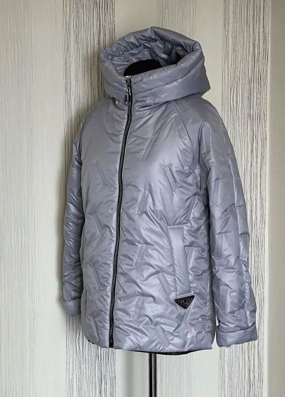 Сіра демісезонна осіння жіноча куртка великого розміру SK