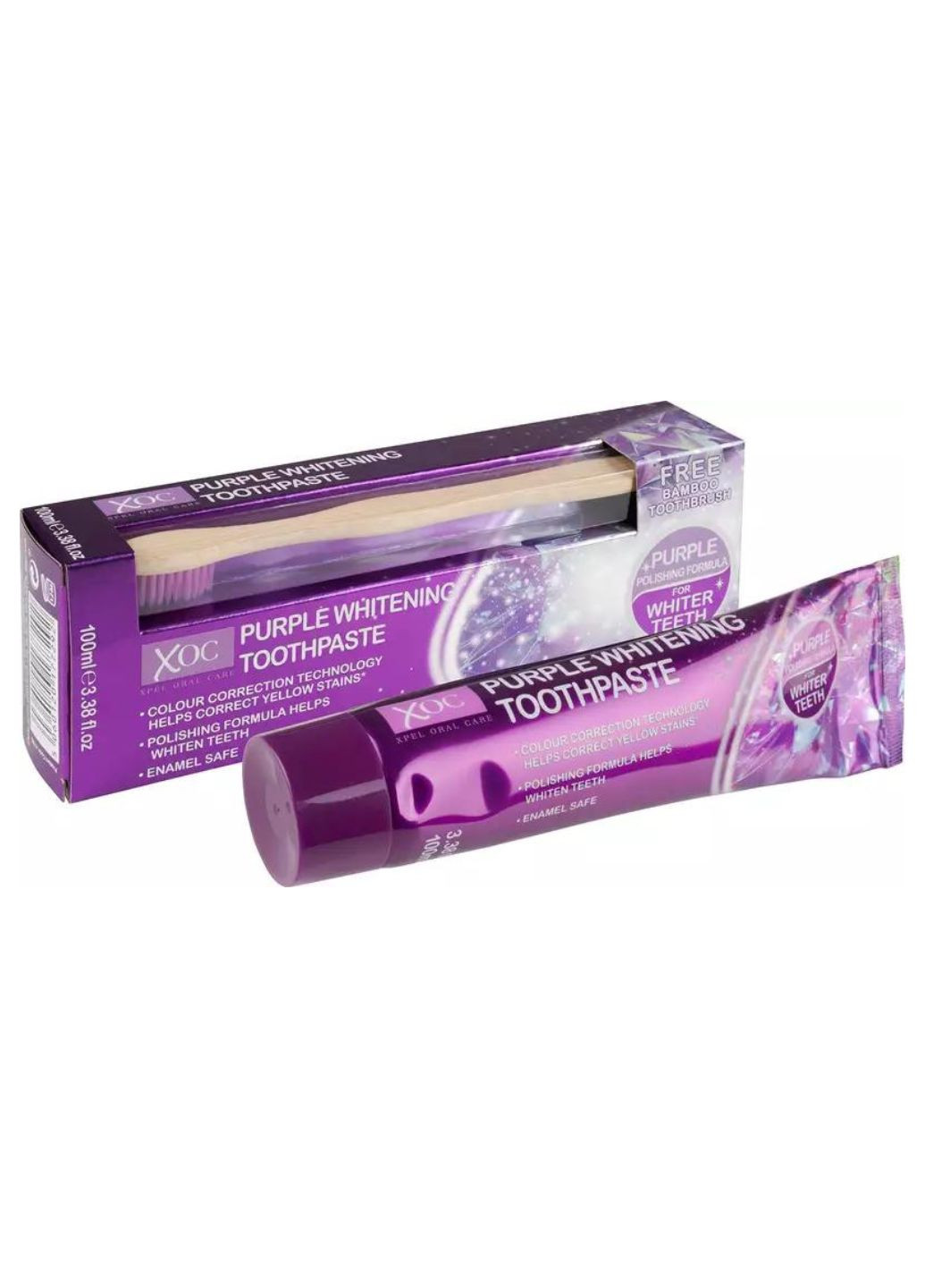 Відбілююча зубна паста Purple Whitening Toothpaste 100мл + бамбукова зубна щітка Xpel Marketing Ltd (275398737)