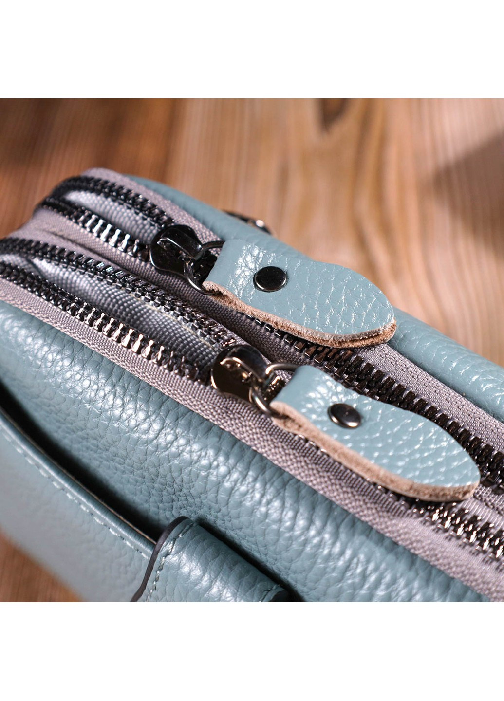 Модная сумка-клатч в стильном дизайне из натуральной кожи 22087 Серо-голубая Vintage (260359849)