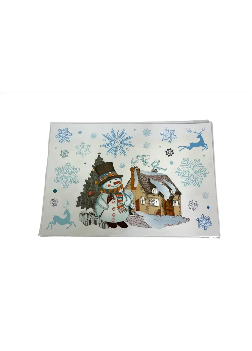 Набір наклейок новорічних "Сніговик біля дому" 4 шт. 22,5 х 33 см Melinera (257374920)