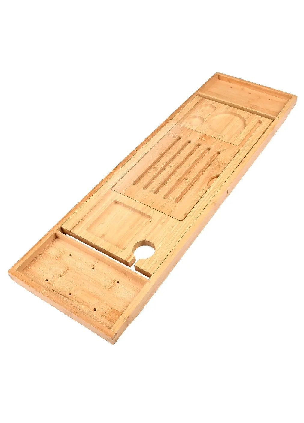 Поднос полка столик складной раздвижной деревянный бамбуковый для вещей асессуаров на ванну 75х23,5х3 см (475858-Prob) Unbranded (272782477)