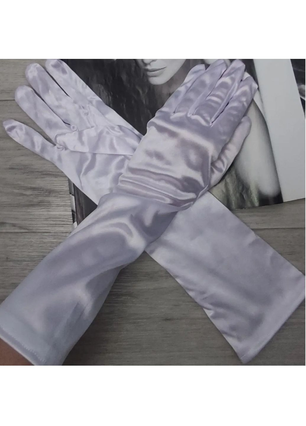Длинные перчатки атласные Белый (0048) No Brand (259771386)