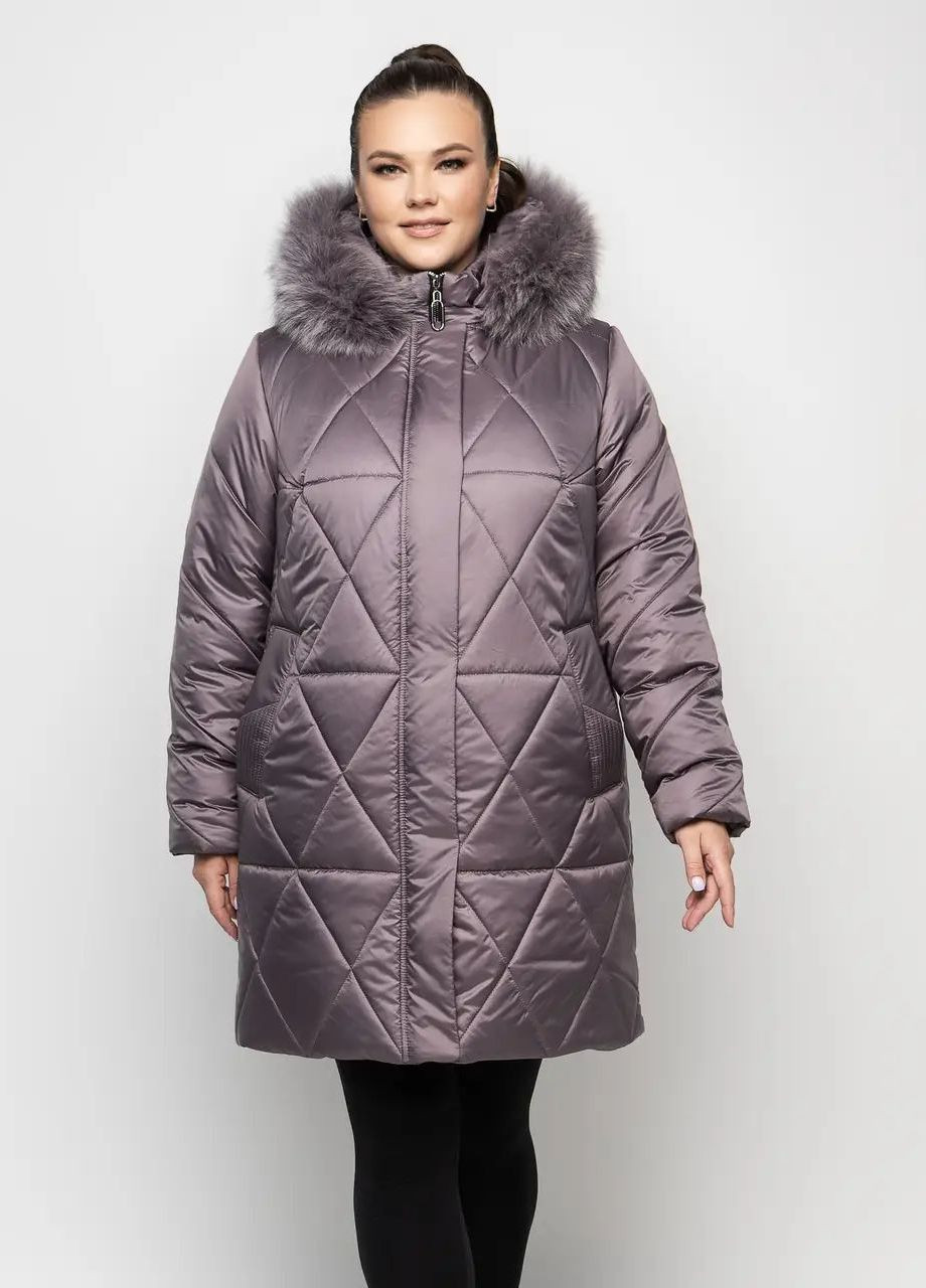 Лілова зимня жіноча зимова куртка великого розміру SK