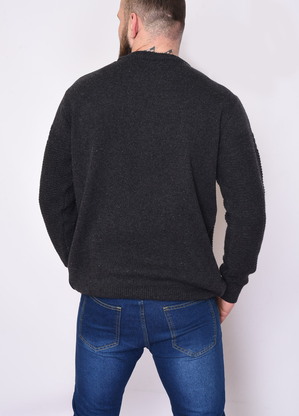 Темно-сірий зимовий светр чоловічий зимовий темно-сірого кольору Let's Shop