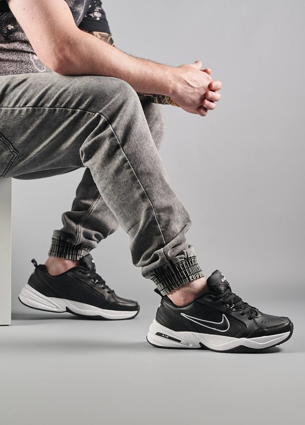 Nike air monarch iv black on feet sales