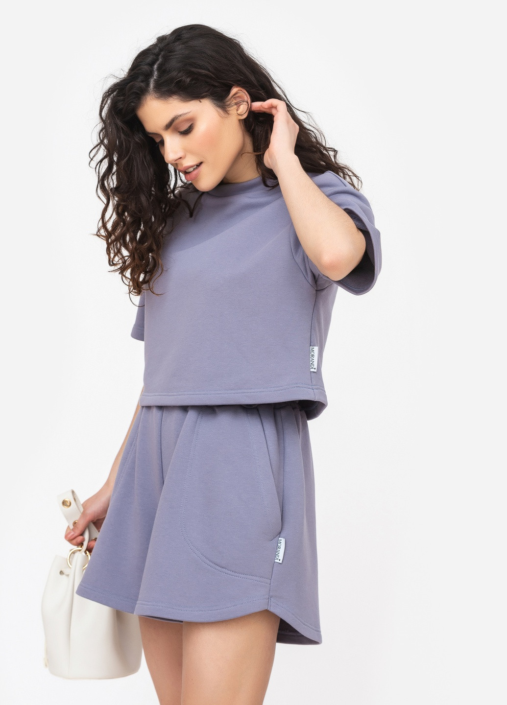Комплект футболка короткая и шорты серо-фиолетовый MORANDI (259295894)